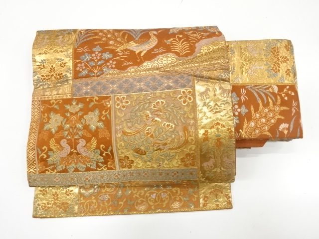 JAPANESE TSUKURI OBI / WOVEN FLOWER & BIRD